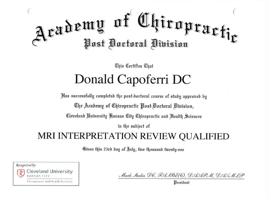 MRI Certificate